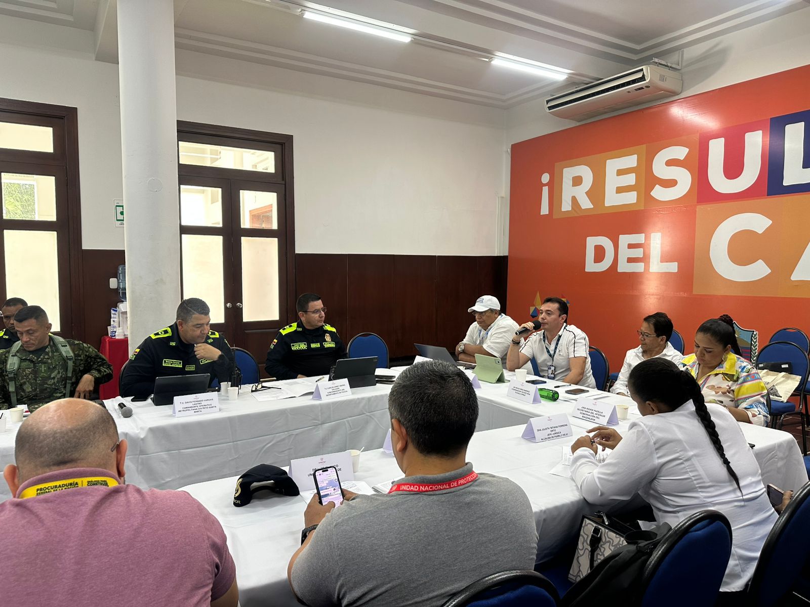 Sesión  de la Comisión Intersectorial para la Respuesta Rápida a las Alertas Tempranas (Ciprat) en Santa Marta.