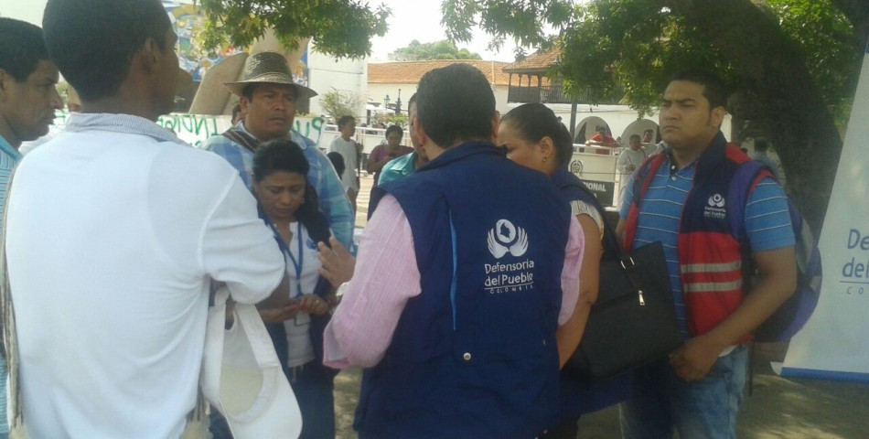 Funcionarios de la Defensoría del Pueblo monitorizan concentraciones campesinas e indígenas en el territorio nacional.