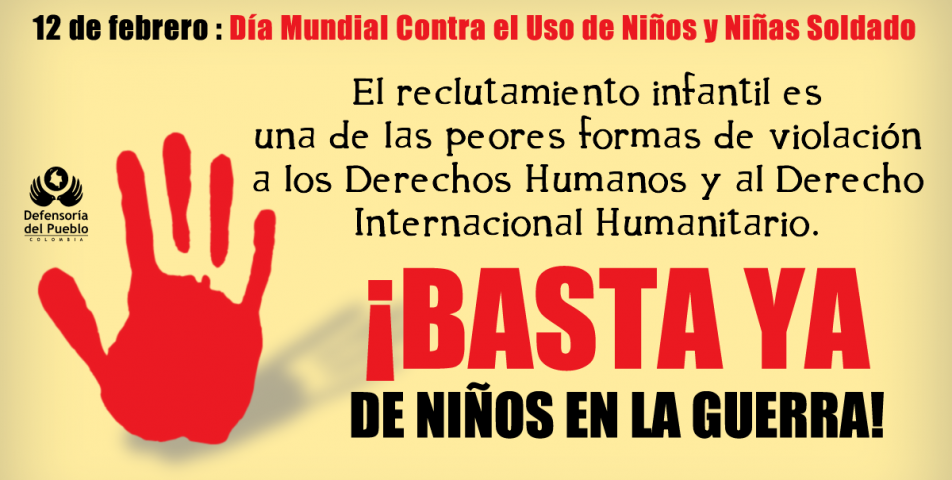 “No más niños en la guerra”: Defensoría del Pueblo