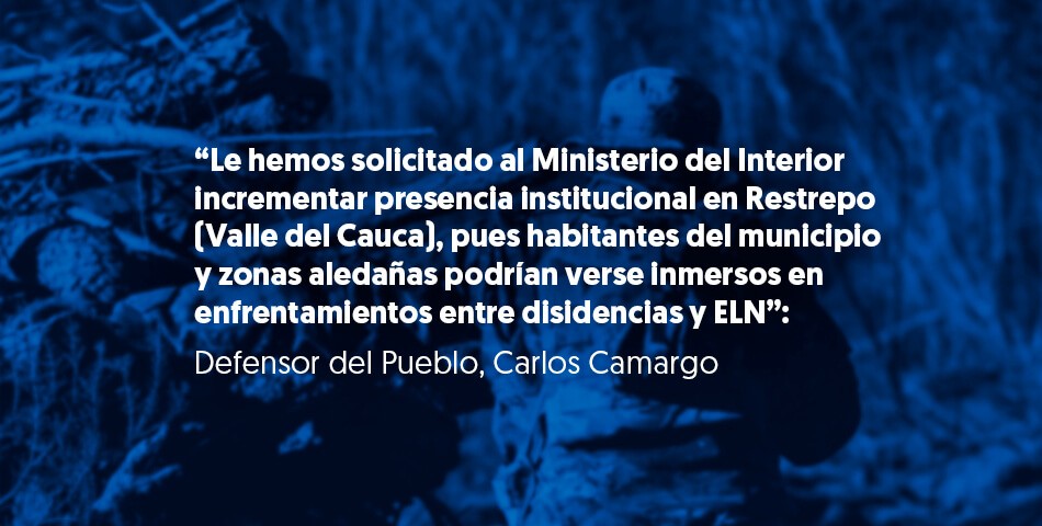 Defensoría emite alerta temprana ante inminente riesgo de acciones de grupos armados en Restrepo (Valle del Cauca)