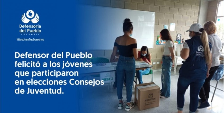 Defensor del Pueblo felicitó a los jóvenes que participaron en elecciones de Consejos de Juventud