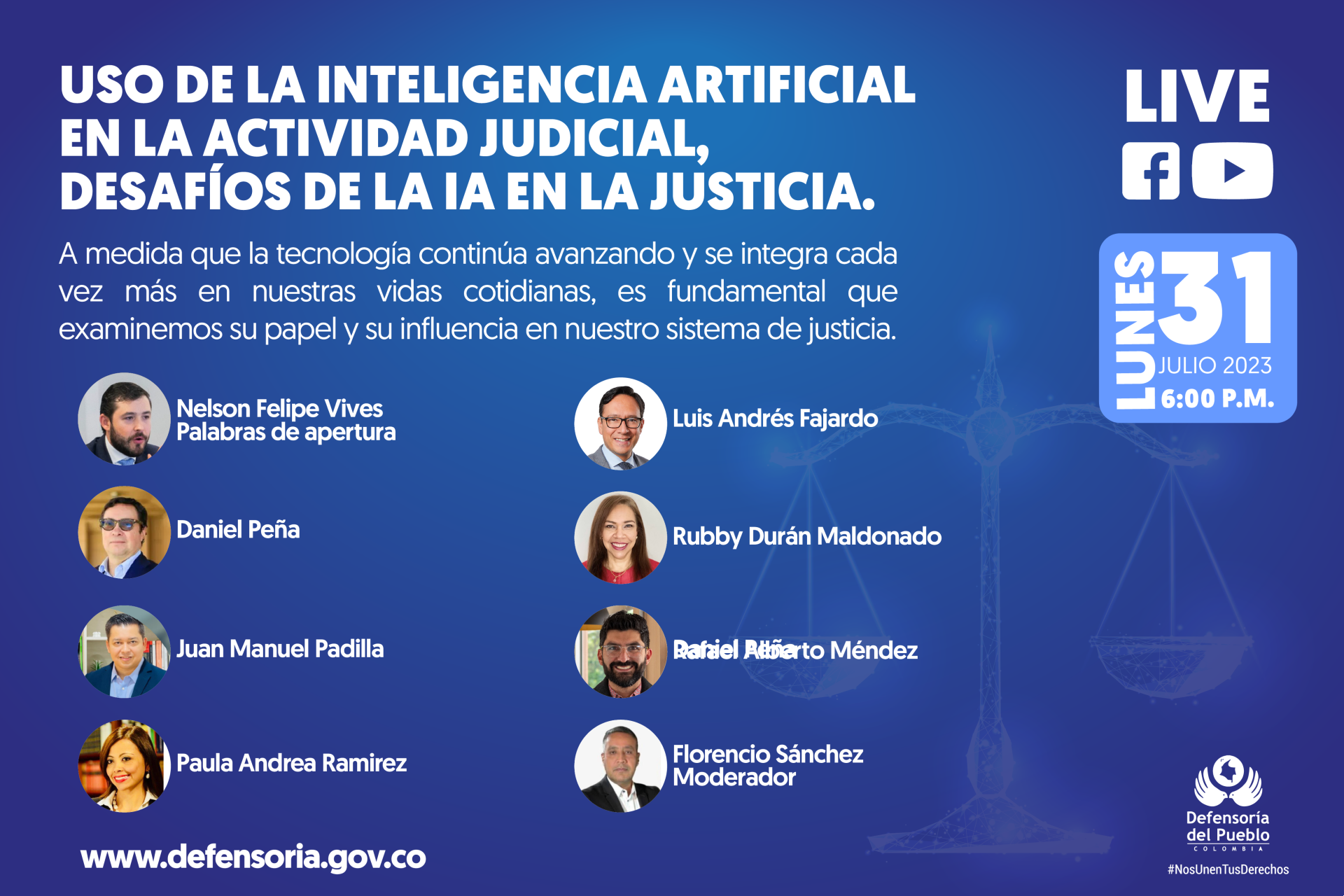 Defensoría del Pueblo realiza foro virtual sobre Sistema Judicial y aplicación de la Inteligencia Artificial 