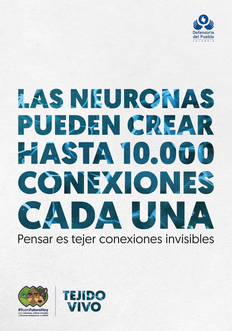 Pieza de la campaña: «Las neuronas pueden crear hasta 10.000 conexiones cada una. Pensar es tejer conexiones invisibles».